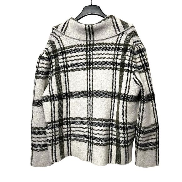 RACHEL ZOE Plaid Knit Double Breasted Sweater Jacket L - Picture 4 of 6